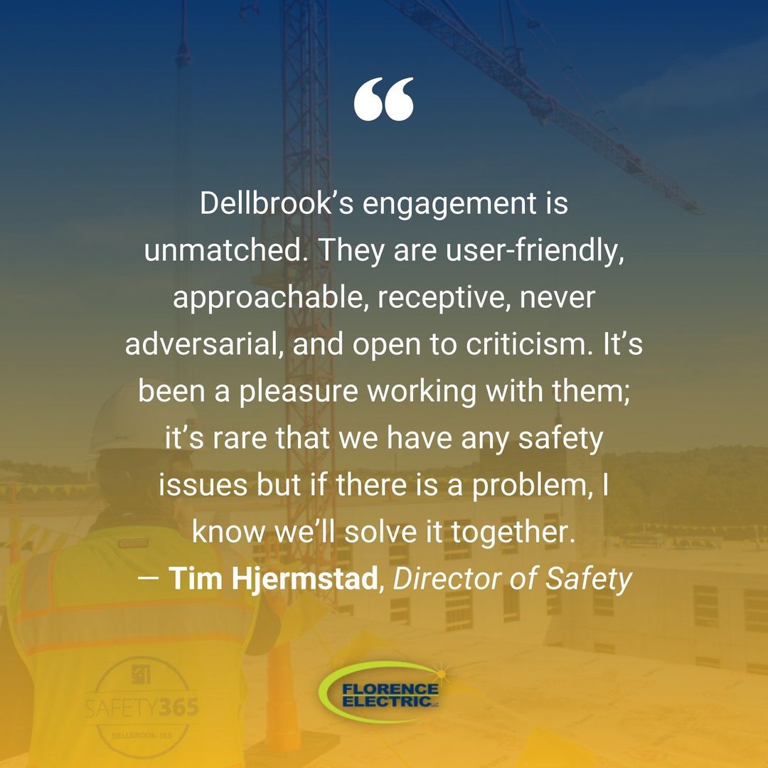 As a learning and development-focused firm, we value feedback from our partners because it helps us improve, and #safety is no exception. We&#039;re proud to work with our subcontractors to provide a better and more effective #Safety365u2122 program.nnThank you to Florence Electric LLC for being a consistent safety partner with #DellbrookJKS and to Tim Hjermstad, for speaking about our open conversations for #SafetyWeek2022.nnud83euddba Learn about our Safety365u2122 program and trademark here by clicking the link in our bio!nn#ConstructionSafetyWeek #SafetyWeek #DellbrookJKS